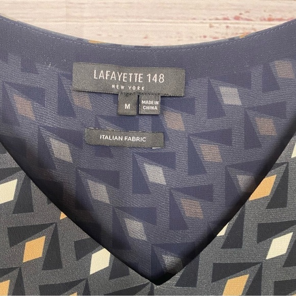 Lafayette 148 New York Ana Grace drop waist gliding‎ Geo print size medium Dress - Picture 6 of 11